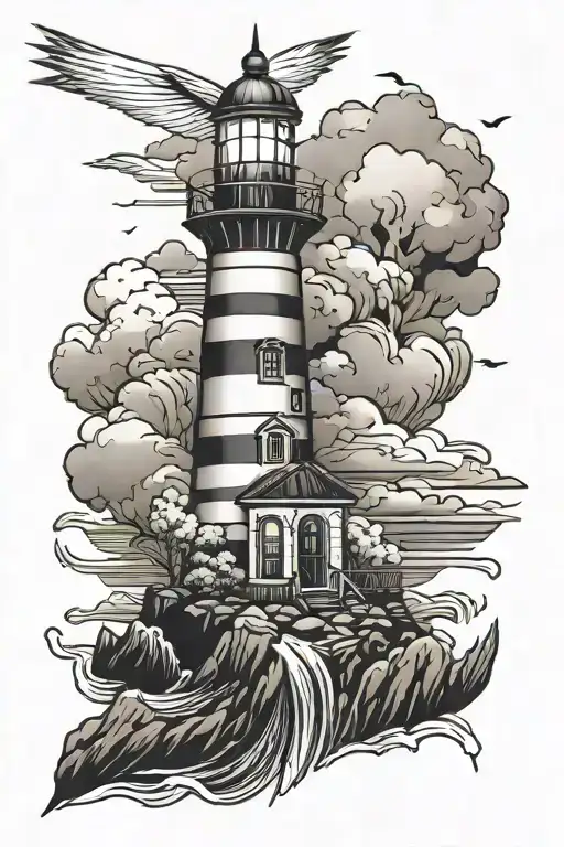 lighthouse tattoo design idea