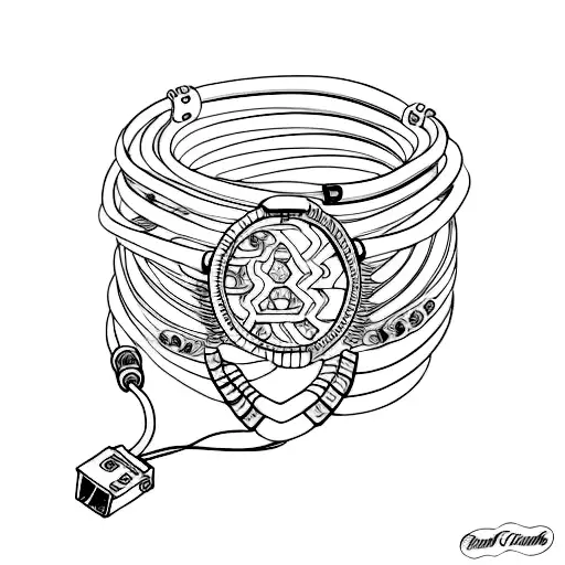 Wrist tattoo based on a cord-type bracelet with the design focused on a PC mouse and drawing and painting items. tattoo design idea