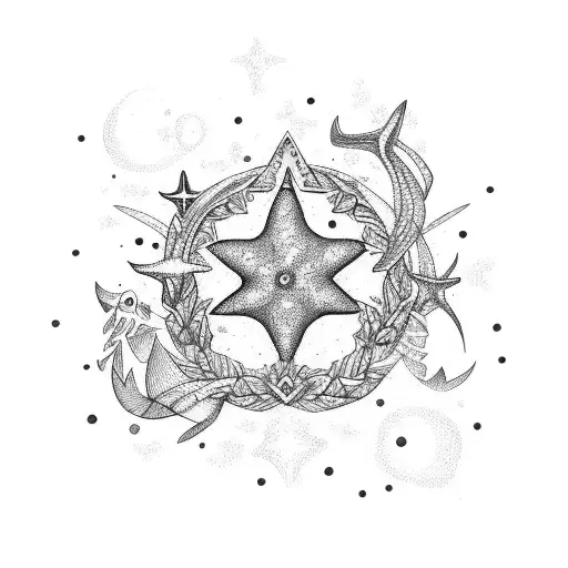 stars and sea Scottish accent tattoo design idea