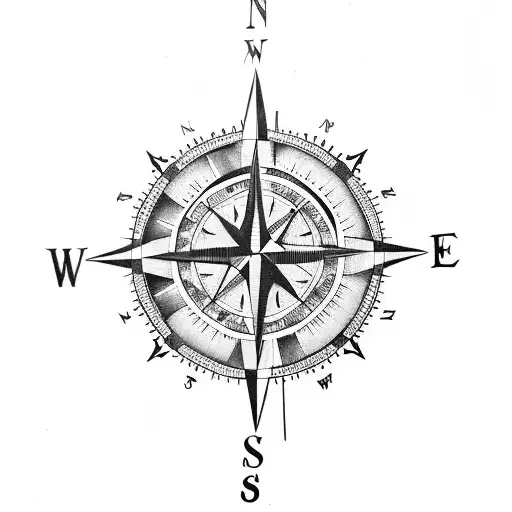 Compass stars Scottish accent tattoo design idea