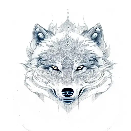 yin yang wolf tattoo design idea