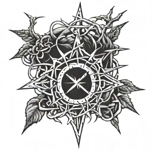 crown of thorns with the names Trevor alyssa and Samantha wrapped in the thorns tattoo design idea