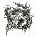 crown of thorns with the names Trevor alyssa and Samantha wrapped in the thorns tattoo design idea