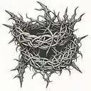 crown of thorns with the names Trevor alyssa and Samantha wrapped in the thorns tattoo design idea