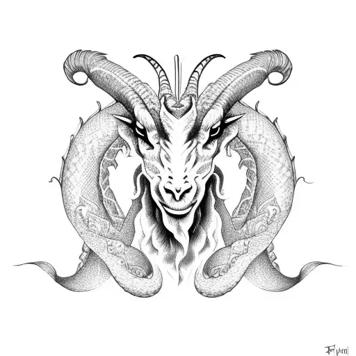 Dragon, goat and libra tattoo design idea