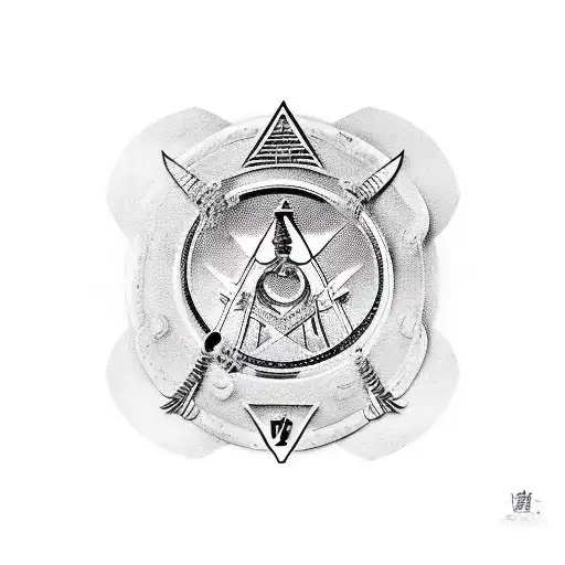 yasuke with Japanese Kanji for "Traveling Man" with the Freemason Symbol tattoo design idea