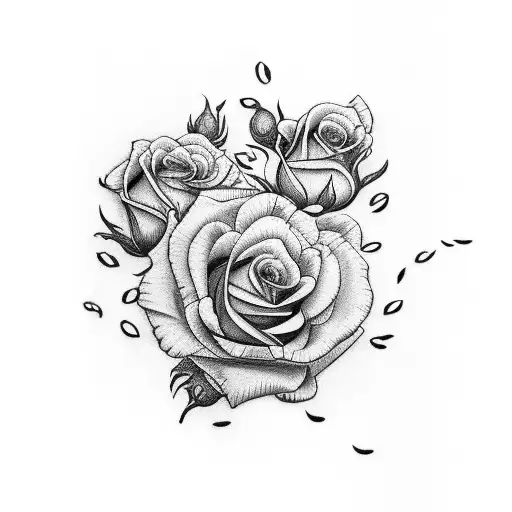 tigger and roses tattoo design idea