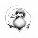 heart with fist with duck with mountain tattoo design idea