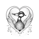 heart with fist with duck with mountain tattoo design idea