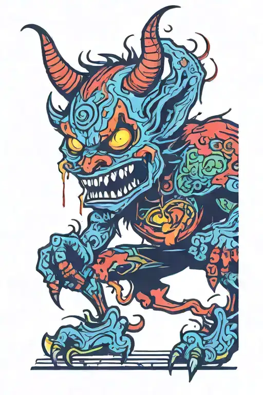 Scary devil with a height tattoo design idea