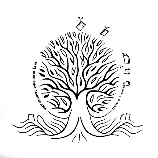 A tree of life with books as its leaves, symbolizing the continuous growth of knowledge and learning tattoo design idea