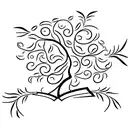 A tree of life with books as its leaves, symbolizing the continuous growth of knowledge and learning tattoo design idea