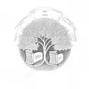 A tree of life with books as its leaves, symbolizing the continuous growth of knowledge and learning tattoo design idea