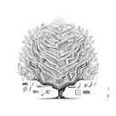 A tree of life with books as its leaves, symbolizing the continuous growth of knowledge and learning tattoo design idea