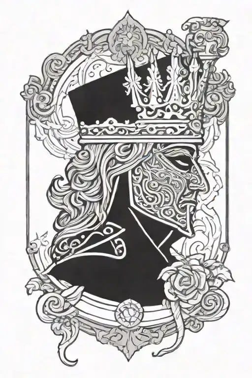 king baldwin iv and mask surrounded tattoo design idea