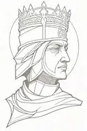king baldwin iv and mask surrounded tattoo design idea