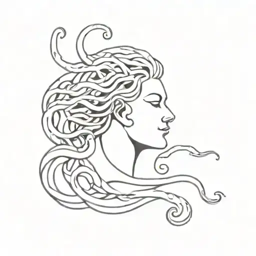 medusa and semicolon incorporated tattoo design idea