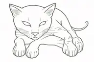 Abby with a halo and kitten paw prints leading tattoo design idea