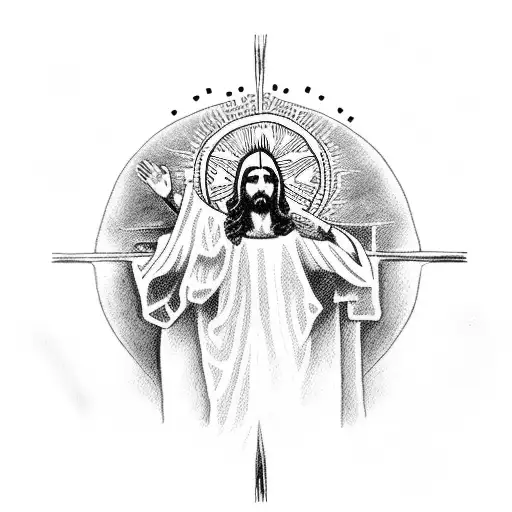 uruguay sun, Jesus on the cross, religious tattoo design idea