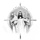 uruguay sun, Jesus on the cross, religious tattoo design idea