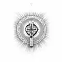 uruguay sun, Jesus on the cross, religious tattoo design idea