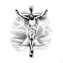 uruguay sun, Jesus on the cross, religious tattoo design idea