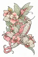 orchid mantis surrounded by flowers tattoo design idea