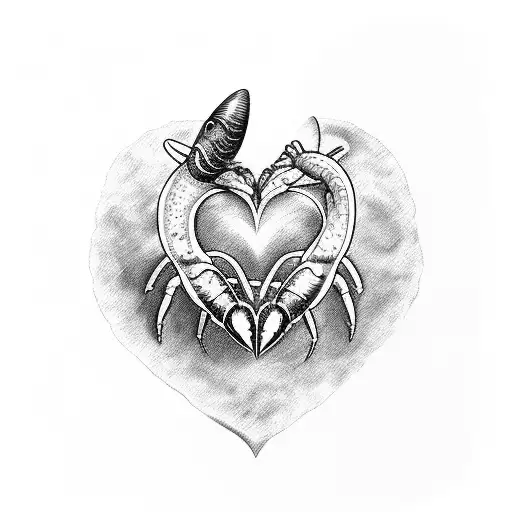 A lobster claw holding a heart symbol, representing the client's love for both seafood and romance tattoo design idea