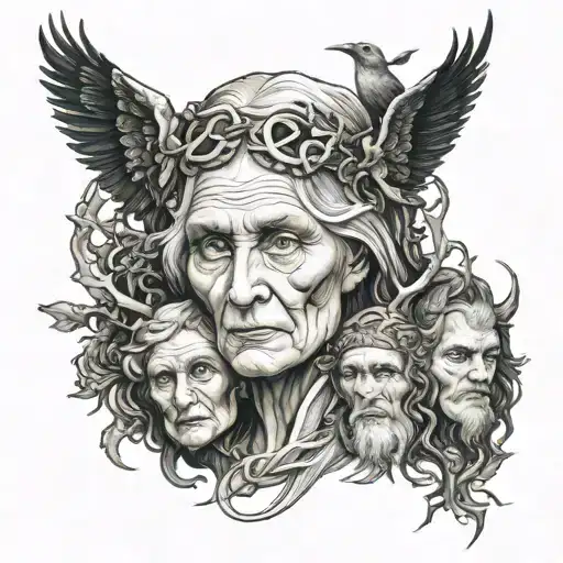 mother maiden crone head  tattoo design idea