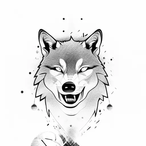 A basketball player dribbling a wolf-shaped ball tattoo design idea