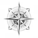 compass, canoe, star of texas tattoo design idea