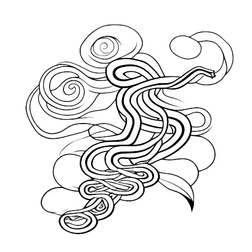 snake flower from smoke tattoo design idea