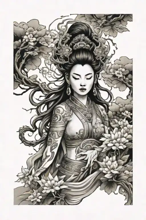 Chinese goddess tattoo design idea