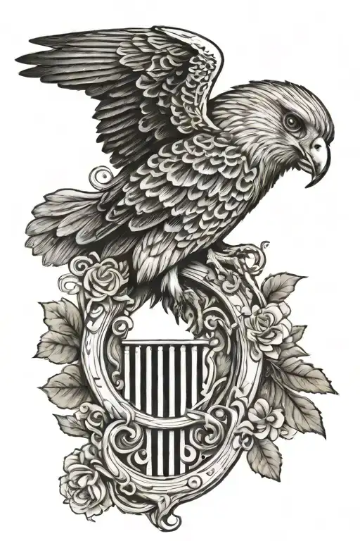 Irish harp polish falcon tattoo design idea
