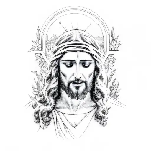 Jesus crying in garden  tattoo design idea