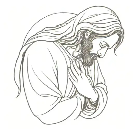 jesus praying tattoo design idea