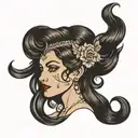 woman  with dark hair  tattoo design idea