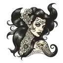 woman  with dark hair  tattoo design idea