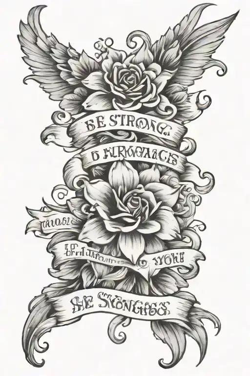 BE STRONG AND COURAGEOUS FOR I AM WITH YOU tattoo design idea