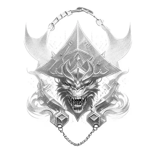 ffxiv garlean flag, red and black chains, technological, russian prison tattoo tattoo design idea