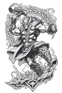 thor god of thunder shooting lightning from hammer tattoo design idea