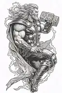 thor god of thunder shooting lightning from hammer tattoo design idea