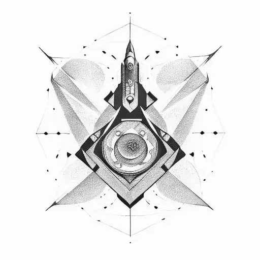 A spaceship soaring through a celestial jukebox, blending the client's love for space and music in a unique way tattoo design idea
