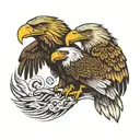 two eagles descending wind going around, one is golden eagle the other is a bald eagle  tattoo design idea