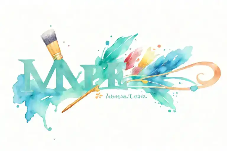 A colorful tattoo design of a paintbrush and palette with the word 'ME' incorporated in a creative way, representing your passion for art and your family tattoo design idea