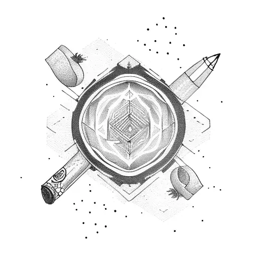 balance with pen and heart tattoo design idea