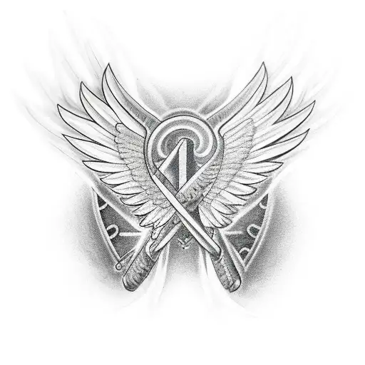 wings arrows and luck tattoo design idea