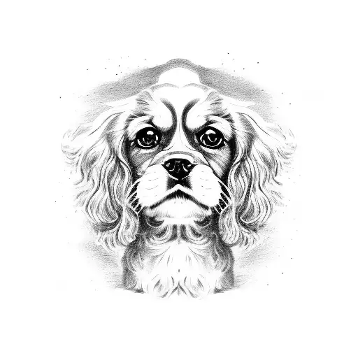 Cute Cavalier king charles dog staring  tattoo design idea