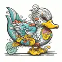 rubber duck holding a broken tattoo design idea
