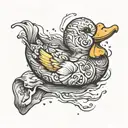 rubber duck holding a broken tattoo design idea